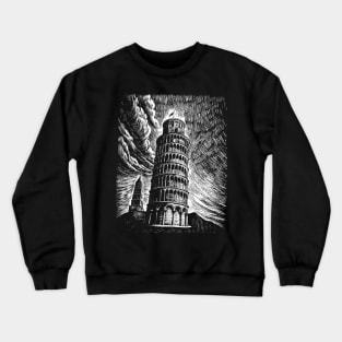 Leaning Tower of Pisa art in linear style Crewneck Sweatshirt